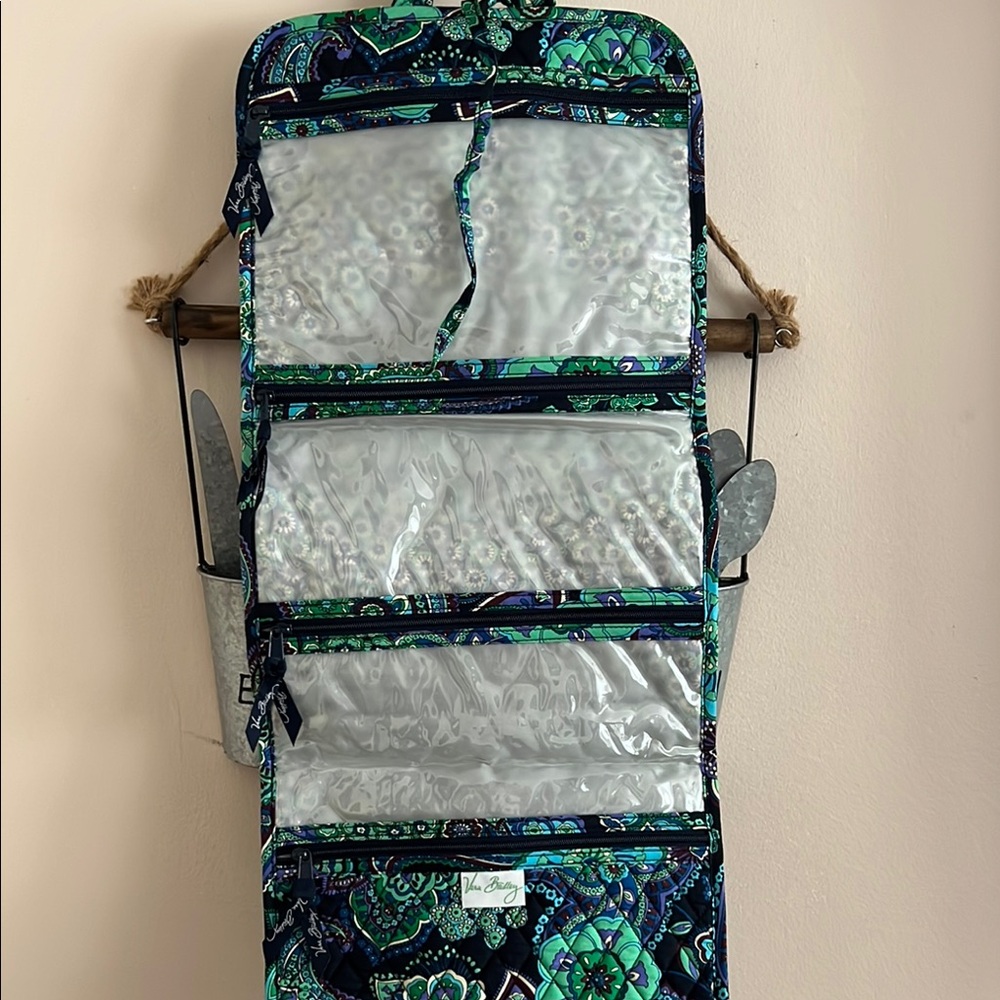 Vera Bradley Green and Blue Patterned Women's travel makeup and jewelry bag - Picture 3 of 3